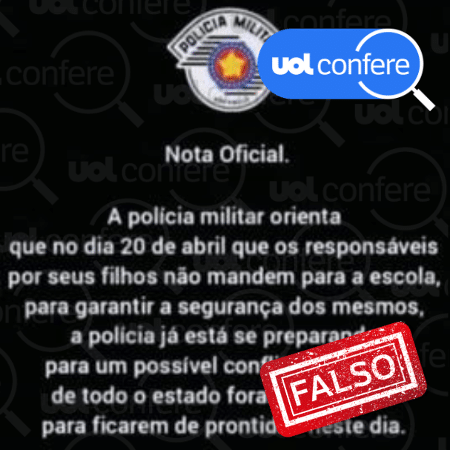 20.abr.2023 - Comunicado é falso - Arte/UOL sobre Reprodução WhatsApp