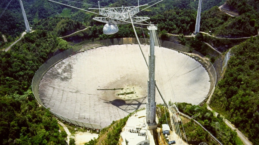 O radiotelescópio de Arecibo, em Porto Rico, é o mais sensível do mundo - Wikimedia Commons