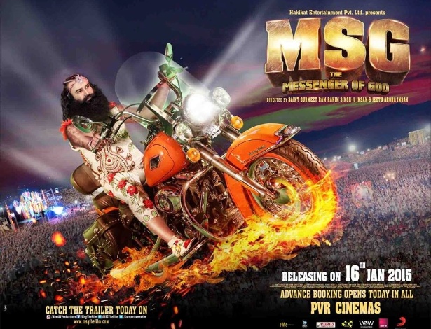 Cartaz do filme "Messenger of God" ("Mensageiro de Deus"), do guru indiano Ram Rahim Singh - Reprodução