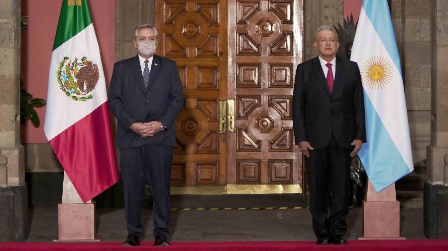 Presidente do México, Andres Manuel López Obrador, se encontrou na Cidade do México com o presidente da Argentina, Alberto Fernández  - AFP