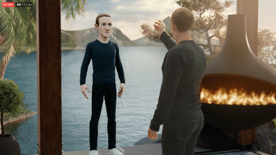 Mark Zuckerberg e seu avatar durante demonstração dos seus planos para o metaverso - Reprodução