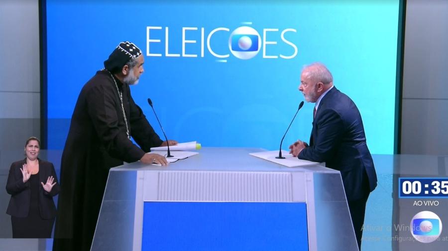 Lula e Padre Kelmon discutem em debate promovido pela TV Globo - Reprodução/TV Globo