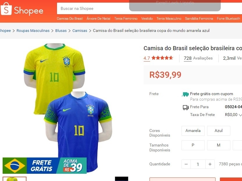 Copa do Mundo: camisa da seleção é vendida a partir de R$ 40 em site