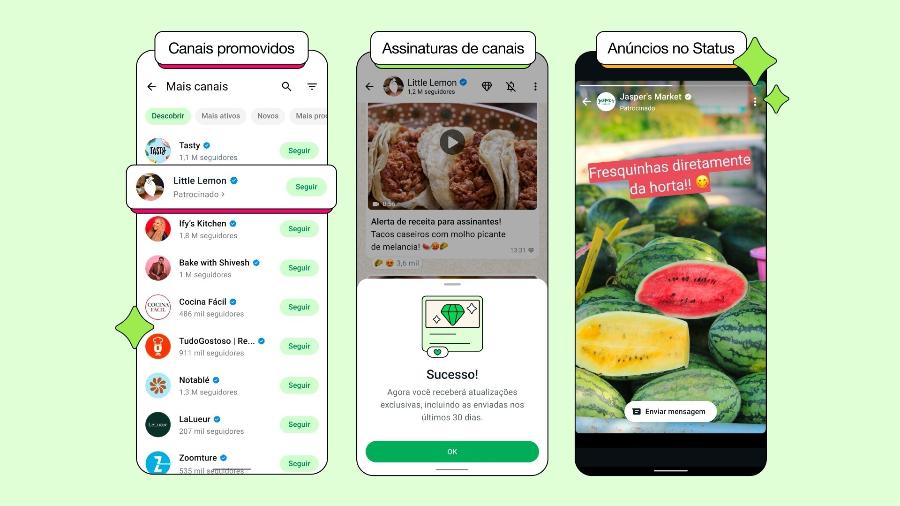 Canais promovidos, assinatura de canais e anúncios nos status são os novos recursos do WhatsApp - Divulgação