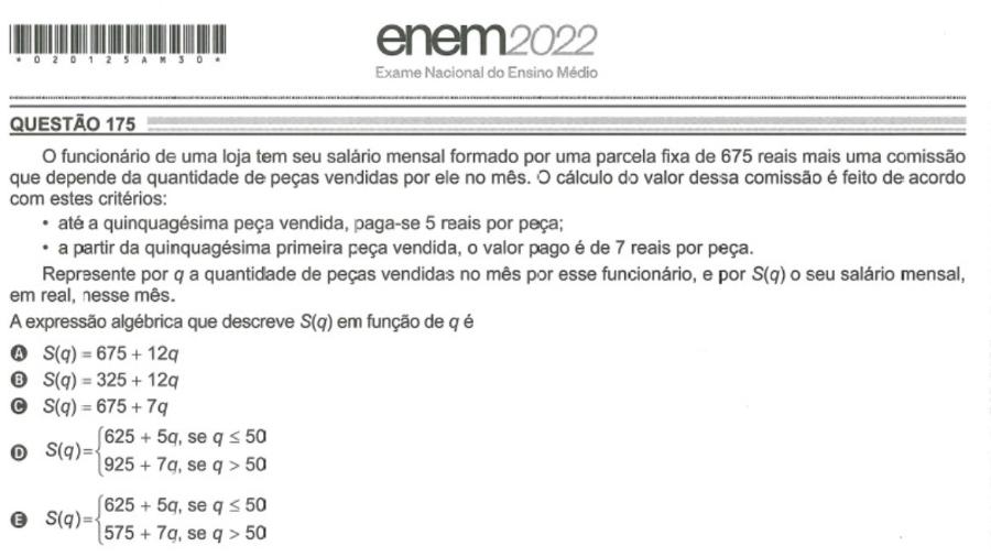 Modelo das Questões de Matemática do ENEM 