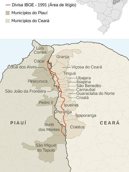 Mapa área do litígio Ceará Piauí