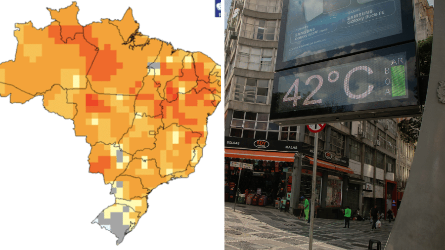 Mapa mostra previsão para o verão no Brasil; onda de calor fez temperatura passar dos 40ºC