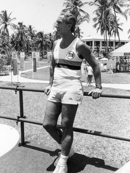 O empresário Abilio Diniz antes de corrida, em 1989