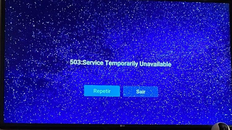 Tela de erro exibida em aparelhos de TV box pirata da marca BTV