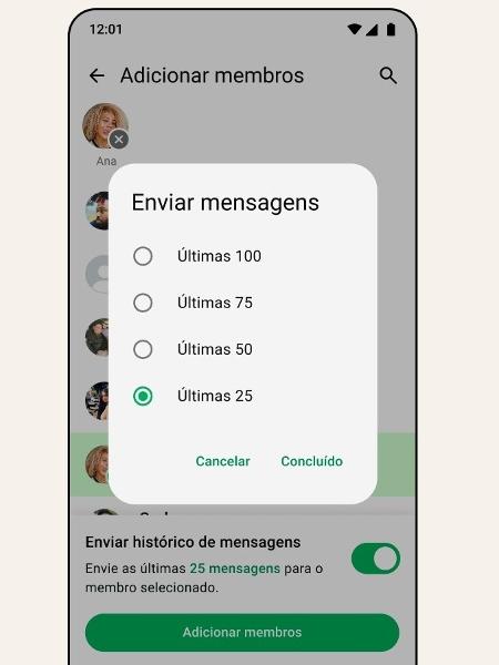 WhatsApp permite compartilhamento limitado de histórico de mensagens para novos membros de um grupo