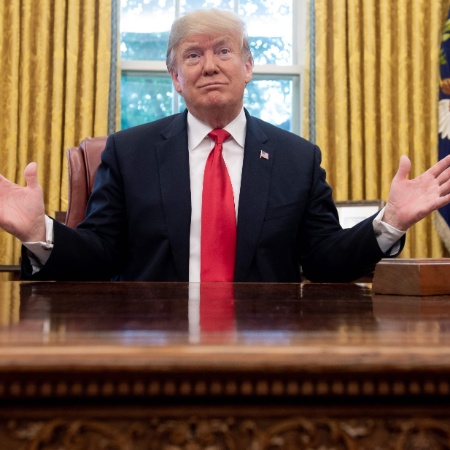 10.out.2018 - Trump no Salão Oval da Casa Branca, em Washington - Saul Loeb/AFP