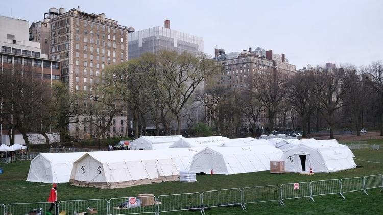 Coronavirus field hospital set up in Central Park, New York - Getty Images via BBC