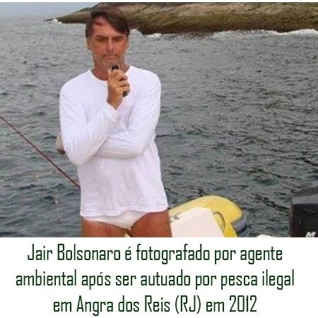 Jair Bolsonaro foi autuado por pesca ilegal em Angra dos Reis (RJ) em 2012 - Arte/UOL