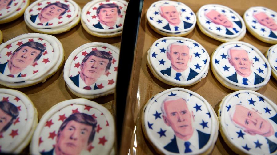 03 out. 2020 - Padaria Oakmont Bakery, na Pensilvânia, vende biscoitos com os rostos de Trump e Biden