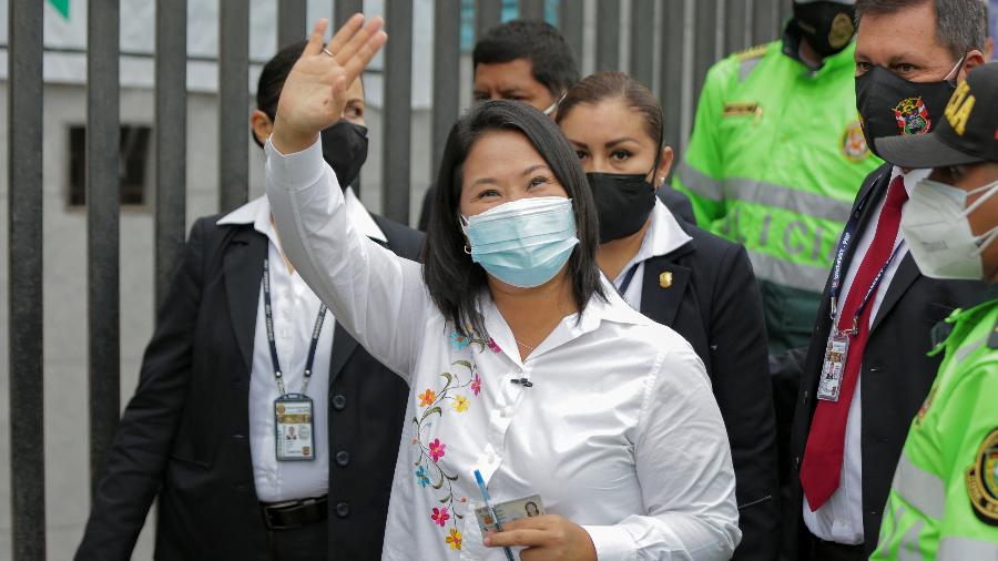 6.jun.2021 - Keiko Fujimori, filha do ex-ditador Alberto Fujimori e candidata à presidência do Peru em 2021 - Luka Gonzales/AFP