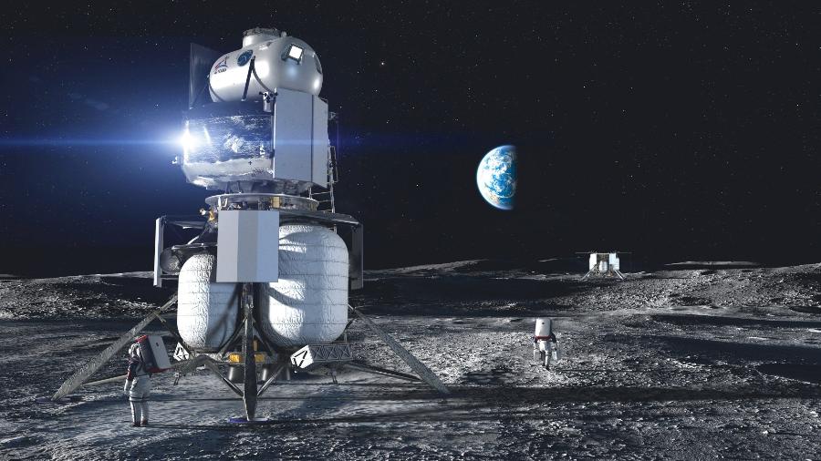 A estrutura de pouso desenvolvida pela Blue Origin, de Bezos, foi batizada de Blue Moon - Blue Origin/Divulgação