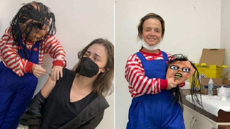 Dentista viralizou ao usar fantasia do "Chucky" em UBS de Curitiba - Arquivo Pessoal