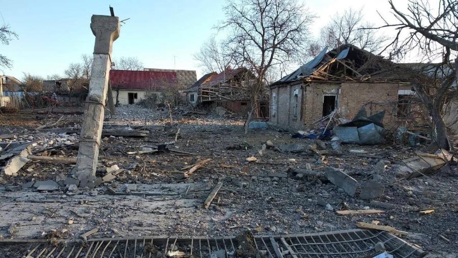 11.mar.2022 - Um ataque de mísseis foi lançado em Brovary, Ucrânia - Serviço de Emergência do Estado da Ucrânia