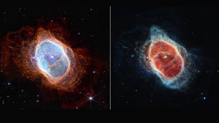 12 de julio de 2022: Nebulosa del Anillo Sur: una nebulosa planetaria, una nebulosa de nube de gas, que rodea una estrella muerta.  Está a 2000 años luz de la Tierra.  La imagen fue tomada por el Telescopio James Webb - Divulgación / NASA - Divulgación / NASA
