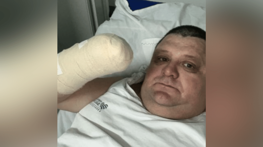 O humorista Elvio da Nhaia, conhecido nas redes sociais como "Pilha", compartilhou uma foto no hospital - Reprodução/Instagram