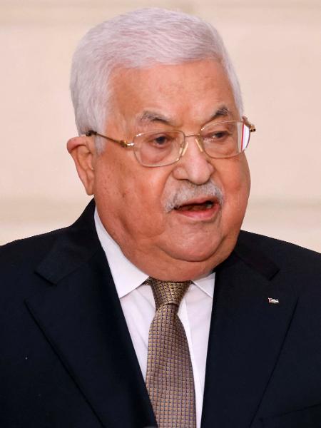 20.jul.2022 - Presidente do Estado da Palestina, Mahmoud Abbas, durante coletiva em Paris