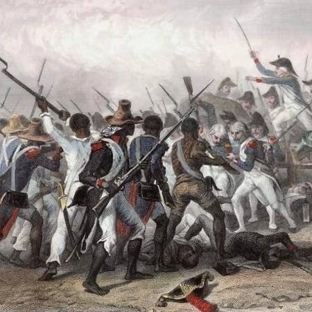 Tela de Auguste Raffet pintada em 1802 sobre a Revolução Haitiana. 