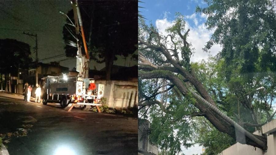 Segundo Rafael, energia chegou a voltar por uma hora na madrugada desta segunda,mas voltou a cair na Vila Prel, zona sul de São Paulo - Reprodução de redes sociais