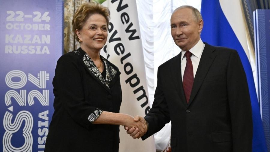 Dilma Rousseff e Vladimir Putin se reúnem na Cúpula do Brics  - NEMENOV 22.out.2024/ POOL / AFP