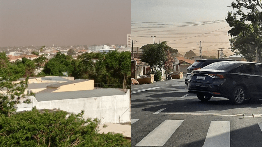 Nuvem de areia em Tupã e Garça, no interior de São Paulo; tempestade iminente levou vento à região  - Reprodução/Twitter/@arielboaz/@zancope2