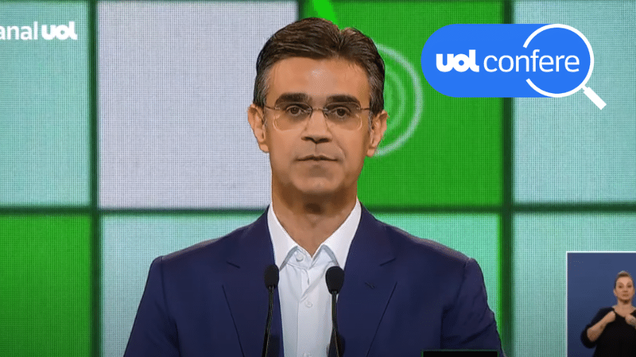 13.set.2022 - Rodrigo Garcia (PSDB) em debate do UOL, Folha e TV Cultura - Arte/UOL sobre Reprodução/Youtube