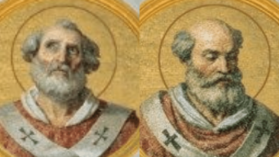 Hormisda (à esq) e Silvério (à direita), pai e filho, que assumiram o 52º e o 58º papado, entre os anos 523 e 536 Hormisda (à esq) e Silvério (à direita), pai e filho, que assumiram o 52º e o 58º papado, entre os anos 523 e 536