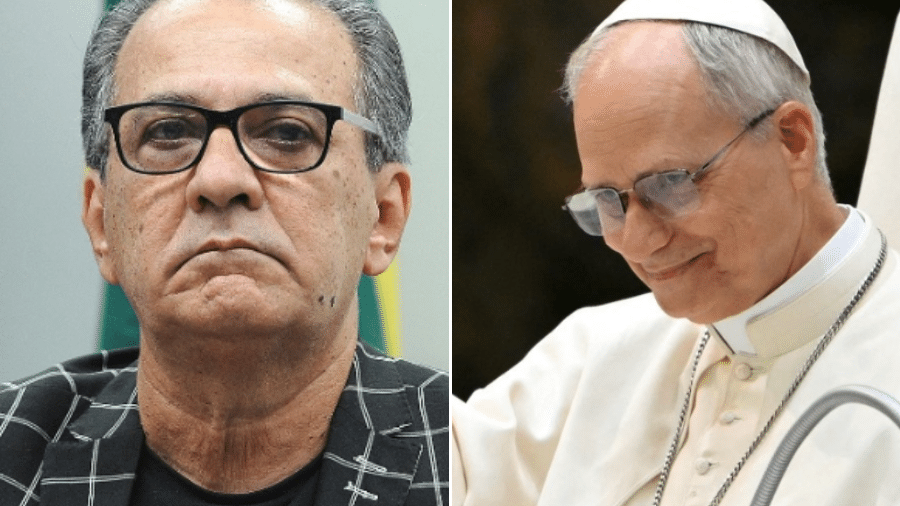 O pastor Silas Malafaia, líder da Igreja Assembleia de Deus Vitória em Cristo (à esquerda), e o papa Leão 14, líder da Igreja Católica - Renato Araújo/Câmara dos Deputados e Alberto Pizzoli/AFP