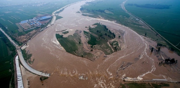 Visão aérea de região inundada em Xingtai, na província de Hebei (China) - Reuters