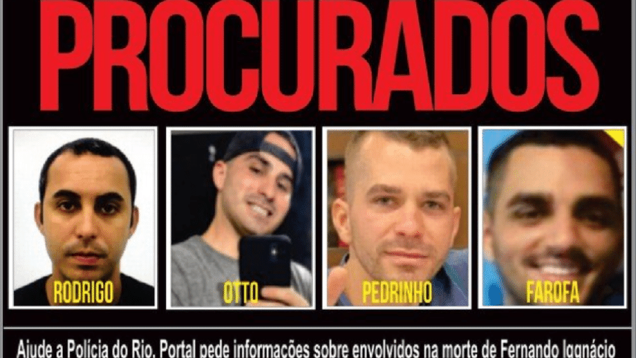 Rodrigo, Pedro e Ygor (Farofa) já tinham identidade revelada, o nome de Otto era mantido sob sigilo - Reprodução/Twitter/Portal dos Procurados