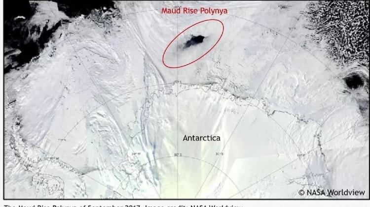Hole in the Antarctic continent grew over six weeks, approaching the size of the state of Paraná - Nasa/Disclosure - Nasa/Disclosure