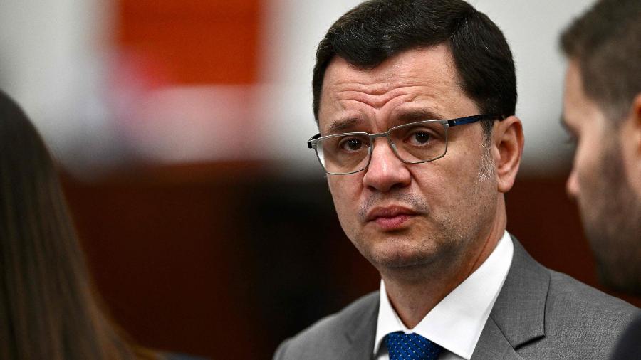 O ex-ministro da Justiça Anderson Torres durante sessão de interrogatório na Primeira Turma do STF O ex-ministro da Justiça Anderson Torres durante sessão de interrogatório na Primeira Turma do STF