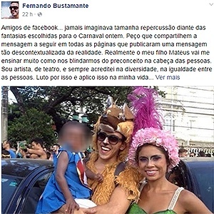 Foto polêmica - menino vestido de macaco - Reprodução/Facebook/Fernando Bustamante - Reprodução/Facebook/Fernando Bustamante