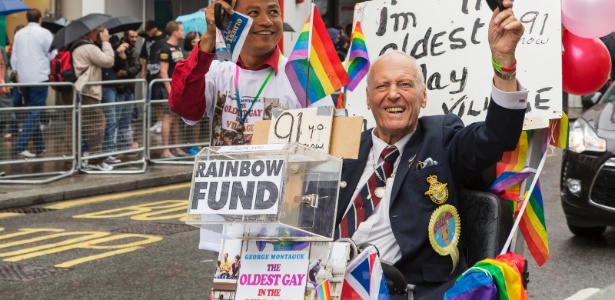 George Montague (dir.) participa da Parada Gay de Londres em junho de 2014 - David Henderson/ iStock
