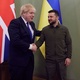 Apr 9,2022 - British Prime Minister Boris Johnson and Ukrainian President Volodymyr Zelensky greet each other after meeting in Kiev, Ukraine - Reproduction/Telegram/Volodymyr Zelensky