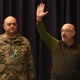 April 26, 2022 - Ukrainian Defense Minister Oleksii Reznikov greets other senior ministers and military personnel before the start of Ukraine's Defense Advisory Group meeting hosted by United States Secretary of Defense Lloyd Austin at the American airline base in Ramstein, Germany - Kai Pfaffenbach/ Reuters