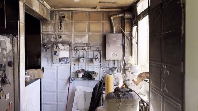 Área de serviço do apartamento queimada após explosão