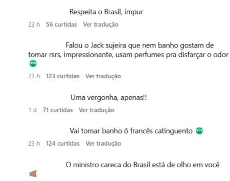 Comentários pedem respeito pelo Brasil