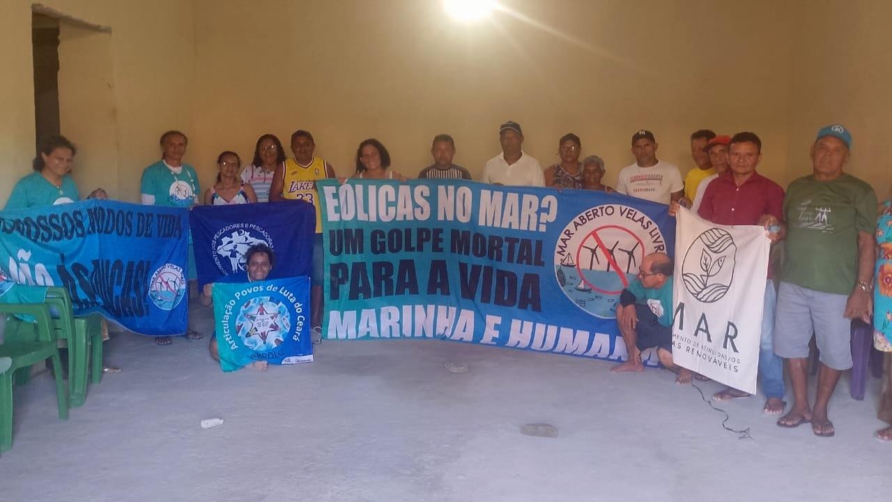 Pescadores do Ceará em ação da campanha Mar aberto, velas livres: para a vida melhorar, diga não às eólicas no mar - undefined