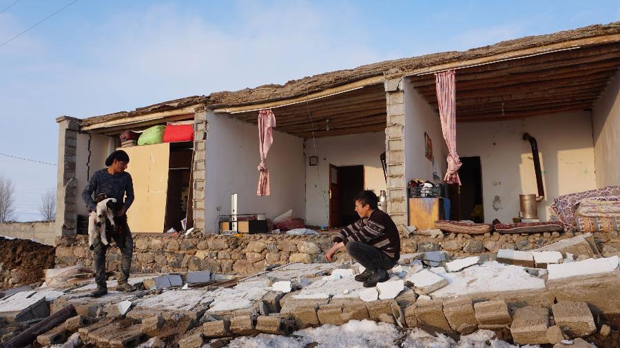 23.fev.2020 - Casas foram destruídas em Baskale, na província de Van, na Turquia - Demiroren News Agency (DHA) / AFP