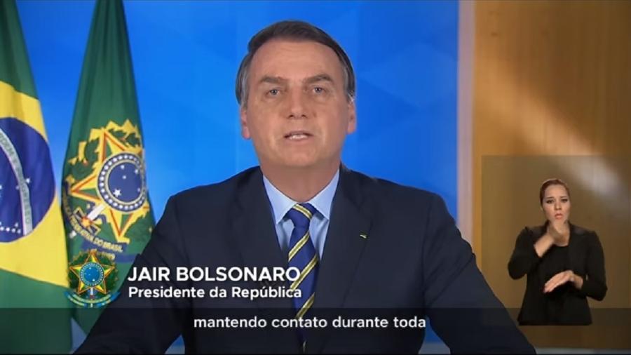 Frame do vídeo com o pronunciamento de Bolsonaro do dia 31.03.20 - Reprodução/Youtube