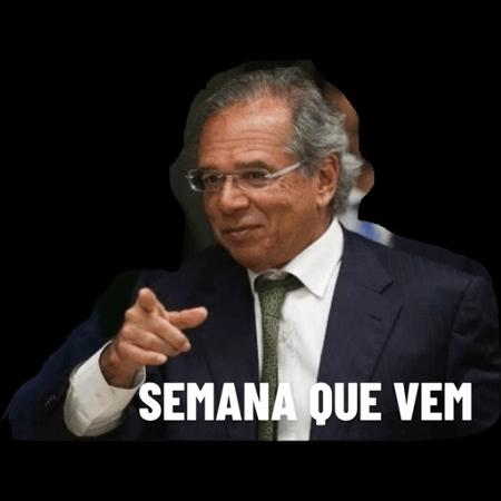 Meme do Paulo Guedes com a frase "semana que vem" - Reprodução/WhatsApp