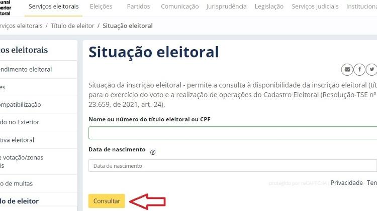 Como consultar a situação eleitoral - Passo a passo 3