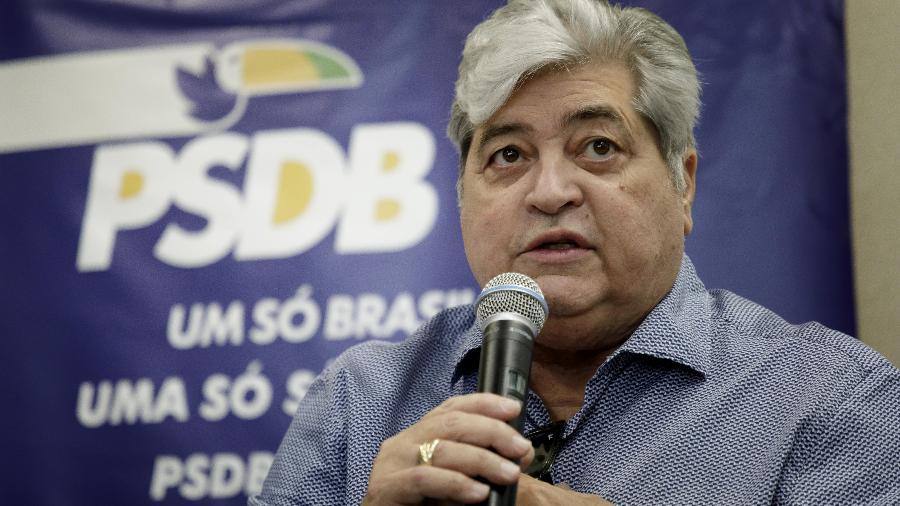 Datena em evento de filiação ao PSDB no dia 4 de abril