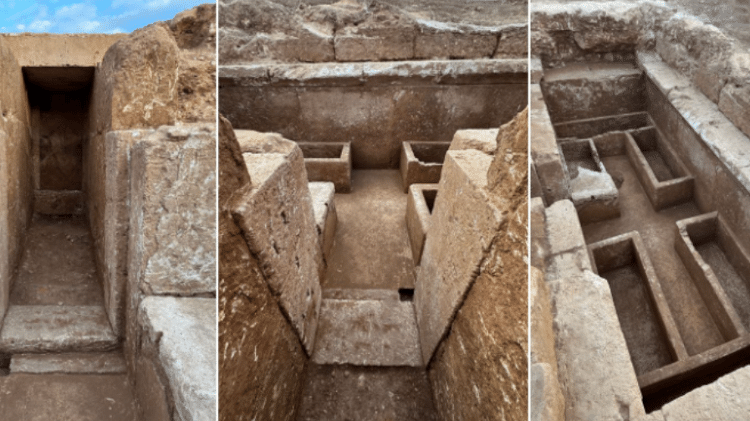 Tumba descoberta na Grécia; estrutura é chamada de "templo funerário" pelos arqueólogos Tumba descoberta na Grécia; estrutura é chamada de "templo funerário" pelos arqueólogos