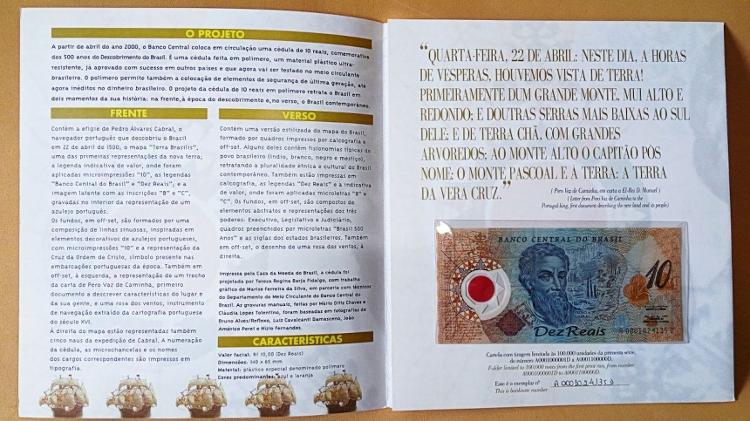 Folder original de lançamento da nota de R$ 10